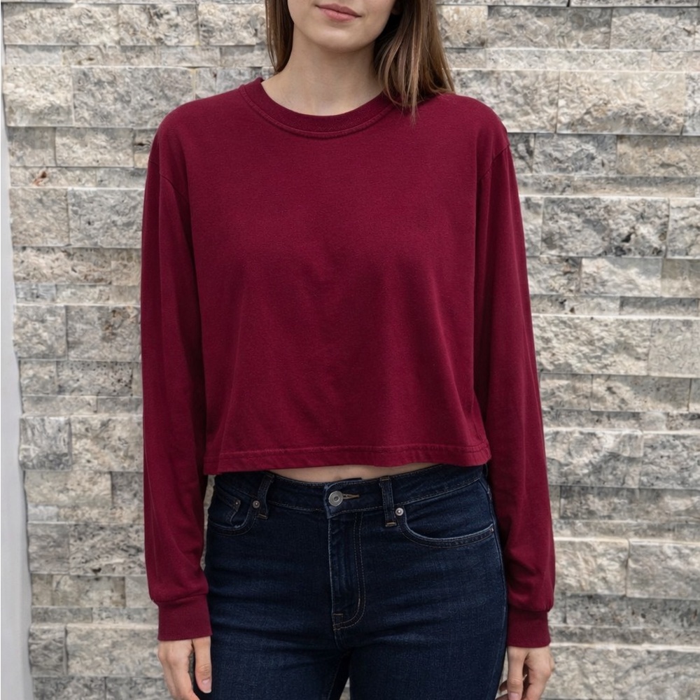 Streetwear Society Burgundy Long Sleeve‎ Top size S 100% cotton